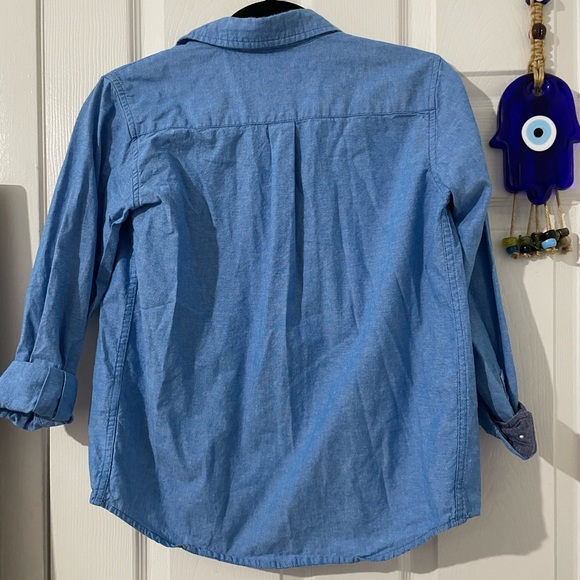 Basic Editions Blue Button Down Shirt Boys Size Large 10-12 - Picture 2 of 4